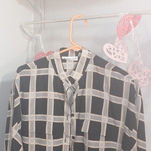 1970s Vintage Plaid Weathervane Button up Blouse